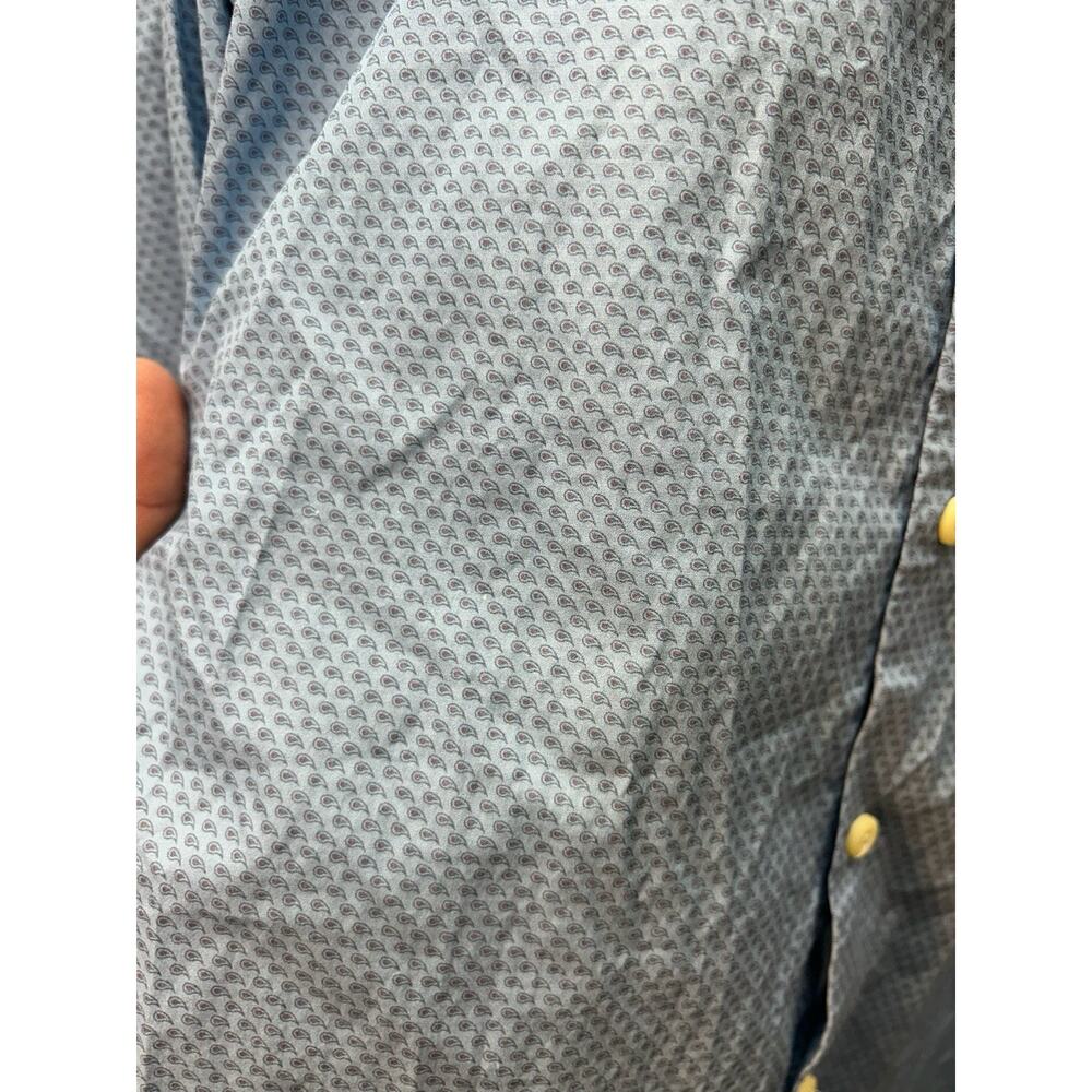 Peter Millar 100% Cotton Button Up Shirt SZ M Blue Paisley All Over Print Career - Picture 3 of 6